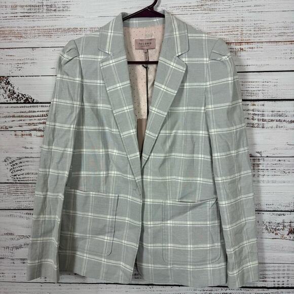 Rebecca Taylor Tailored Linen Plaid size 8 blazer jacket NWT - Picture 1 of 11